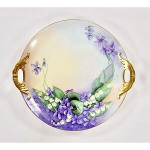 Antique Haviland Limoges France Violets Lily of Valley Hand Painted Platter Tray
